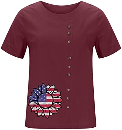uikmnh Дамска Блуза от коноп в САЩ, Дамски Спортни Летни Блузи с къс ръкав, Тениска на 4 юли, Риза Свободно намаляване на
