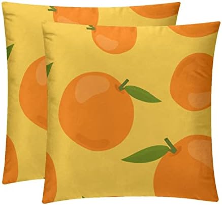 TBOUOBT Опаковка от 2 Кадифени покрива възглавница, Квадратна Калъфка за възглавница, Калъф за диван-легло, Cartoony Плодов Портокал
