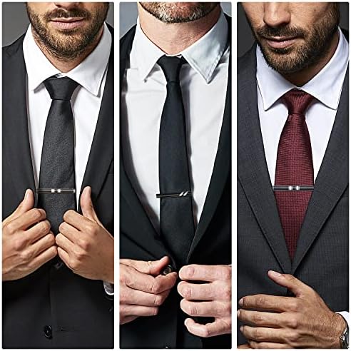 Игли за вратовръзка wynameleri за Мъже Сребристо-Черен, 3 броя, Комплект Скоби за вратовръзка с 1.8 , 2 инча, 2.4 инча, Скоба
