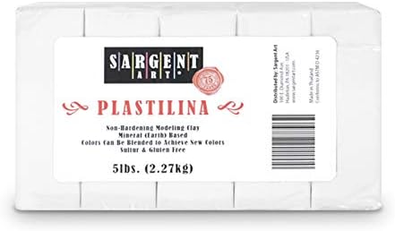 Пластилин Сарджънт Art Plastilina, бял, 5 килограма, нетвердеющий, трайни и нетоксичен, чудесно за деца, начинаещи и художници