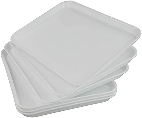 Голям Пластмасов Поднос за заведения за бързо Хранене Ponpong Бяла, Правоъгълна, 6 Опаковки