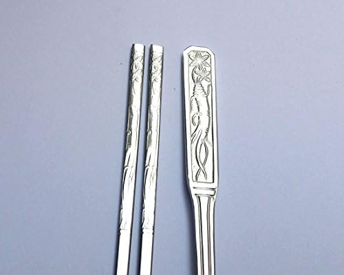 [ART SENSE] Лъжица и Пръчки от неръждаема стомана 6 компл. / По образец на жен-шен / посуда / Корейска кухня