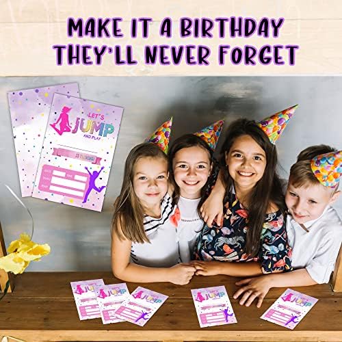 Покани, Картички за рожден Ден SUIXO Вратовръзка Боядисват Направо, покана за парти по случай рождения ден на let ' s Jump, за да проверите за празнуване на партита на батут