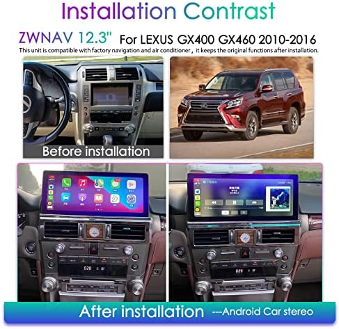 Автомобилна стерео ZWNAV Android 10 за Lexus GX400 GX460 2010-2020, Сензорен екран HD, Кола Главното устройство за GPS-навигация, Carplay