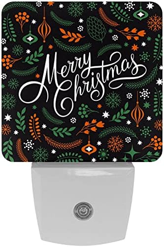 2 Опаковане на Топло бял led нощни лампи с Надпис Merry Christmas с Датчик от здрач до Зори Компактен лека нощ, подходящ за