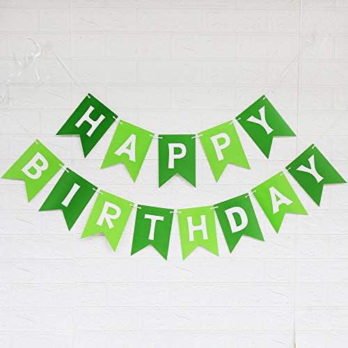 Зелен Банер Честит Рожден Ден С Бели Букви, Дизайн Във Формата На Ласточкиного На Опашката, Висящи Табели, Вечерни Украса