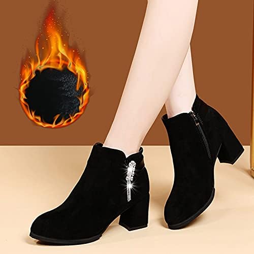 Дамски обувки на Челси, Черни Обувки впечатлява със своя бохемски стил с квадратни пръсти, Обувки на масивна ток, Есенно-Зимни Армейските