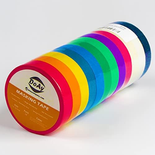 Цветното тиксо DOAY 1/2 x 15 Ярда - Многоцветен - За различни повърхности - 12 ролки
