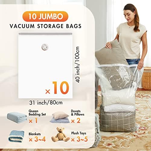 Висящи вакуумни торби за съхранение на TAILI Variety 4 опаковки и вакуумни торби Super Jumbo 10 опаковки, отговарят на нуждите на разнообразна съхраняване, защита на дрехи и спа