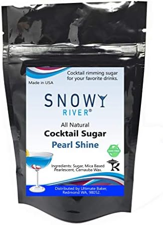 Сахарница за коктейли Snowy River Pearl Cocktail Sugar - Сертифициран Кошер Рамки за коктейли с натурален перлата на блясък