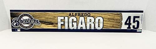 2013 Milwaukee Brewers Alfredo Figaro 45 Пусна играта Navy Locker Plate BREW320 - Използва игра на MLB