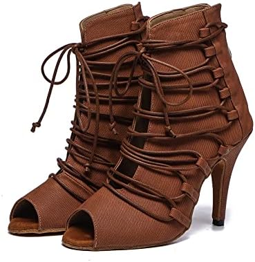 RUYBOZRY/ Дамски Обувки за латино Танци с отворени пръсти, Обувки за балните танци Салса дантела, Обувки за вечерни танци, YCL529