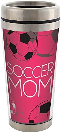 Пътна чаша Elanze Designs Soccer Mom от Неръждаема Стомана, 16 унции с Капак