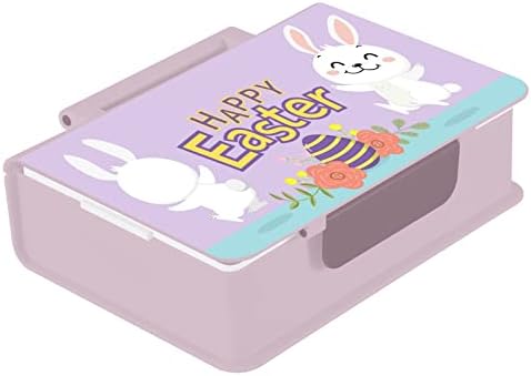 Контейнер за Обяд с Великденски Яйца Kigai 1000 мл Bento Box с Лъжица и Вилици, 3 Отделения, Контейнери За Съхраняване на Храна за Възрастни, Розов
