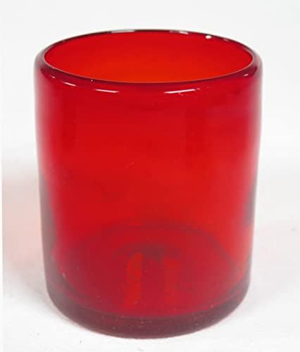 Eye4Art Червени Коледни чаши, ръчно изработени с Червени рамки кана за комплект от 4 чаши за вино, 12 грама