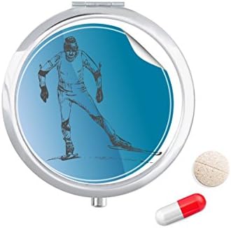 Зимни Спортове-Ски и Обувки Илюстрация Калъф за Хапчета в Джоба Кутия За Съхранение на Лекарства Контейнер-Опаковка