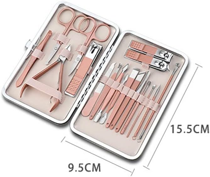 Ножици HOUKAI, Комплект клещи за нокти, Клещи За Рязане на нокти, Педикюрный нож, инструмент за маникюр само за нокти (Цвят: розов, размер: 18 бр.)