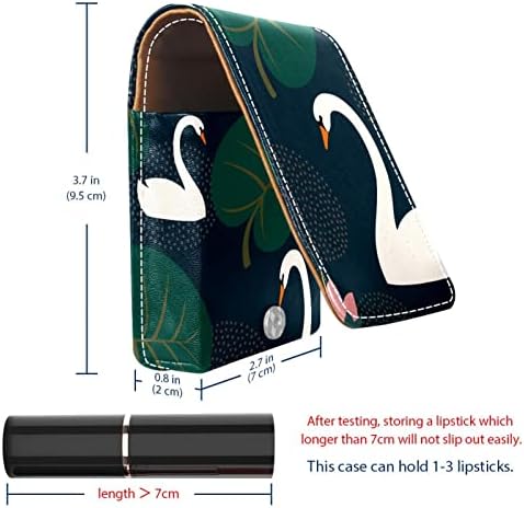 Бели Лебеди На Тъмен Фон Грим Калъф за Червило за Външно Преносимо козметични чанти За Пътуване