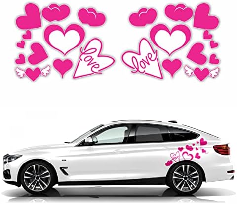 H2 стикер Розово сърце с надпис love автомобилни етикети | Прозрачно фолио, подходяща за светли автомобили с бял цвят, лесно