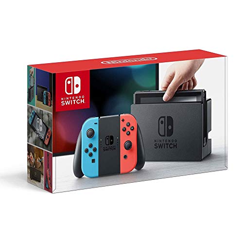 Конзолата на Nintendo Switch обем 32 GB с неоново-синьо и червено комплект Joy-Con (HACSKABAA) Super Mario Party + Докинг