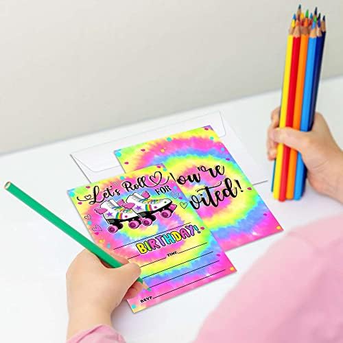 RLCNOT Покани, Картички за Рожден Ден с Конвертами, Определени от 20 Оцветители Let ' s Roll, Покани за рожден Ден за деца, Момчета или Момичета, Празнуване на детски партита,
