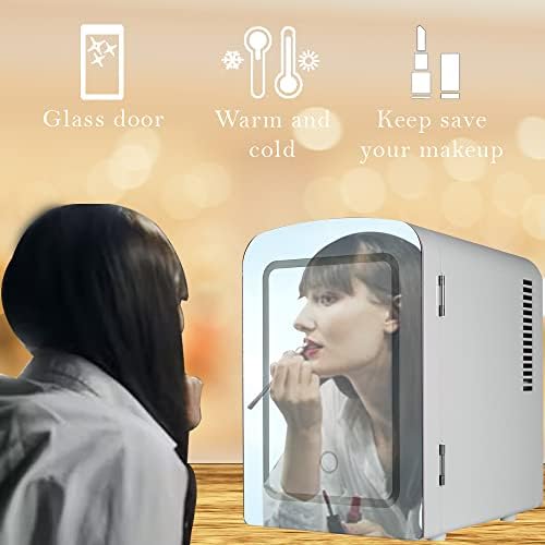 Преносим мини-хладилник Термоелектрически хладилник за охлаждане и отопление, Огледална задвижваната с led бели на цвят, с адаптери за дома и автомобила, за съхране?