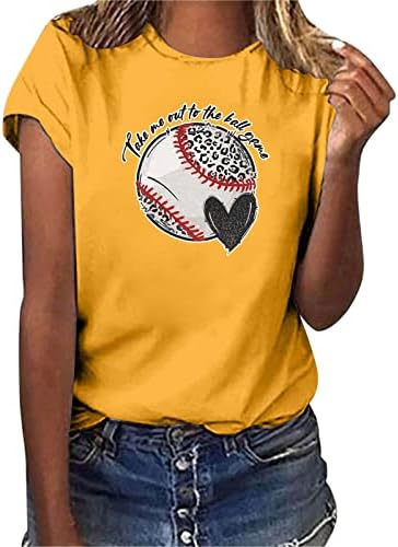 Женска Тениска с Къс ръкав и кръгло деколте, и Бейзболни Топки, Сладки Тениски С Графичен Дизайн, Летен Потник, Блуза С кръгло деколте И Писмото