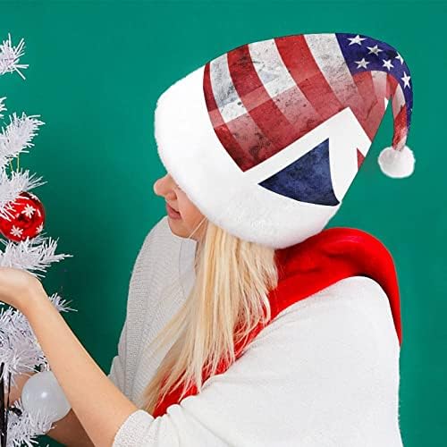 Реколта Коледна Шапка с Флага на САЩ и Великобритания, Персонални Шапка на Дядо Коледа, Забавни Коледни Декорации