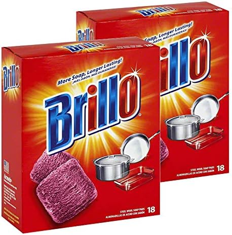 Подложки за сапун от стоманена вата Brillo Jumbo, Червени, 18 броя (2 опаковки)