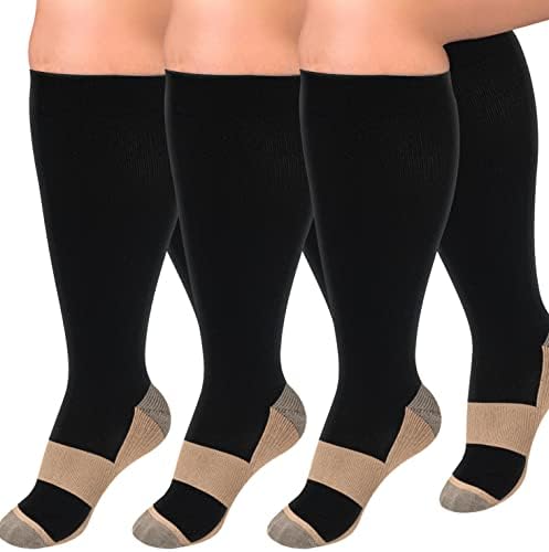 Diu Life, 3 Чифта Компрессионных Чорапи Голям размер за жени и Мъже, Широки до Прасците 20-30 мм hg.ст., Много Големи, до Коляното,