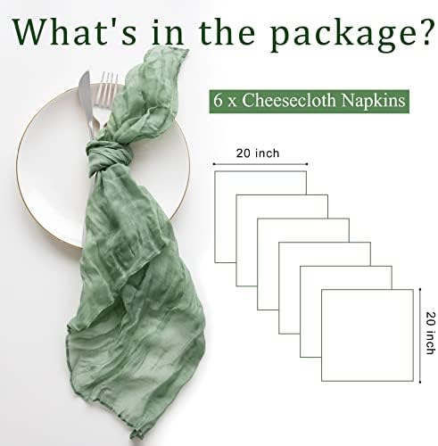 6 Опаковки Салфетки от Тензух с Гънки 20 × 20 см, Салфетки от Зелената Марля с градински чай, Салфетки от Сирене Плат за Сватба, Рожден