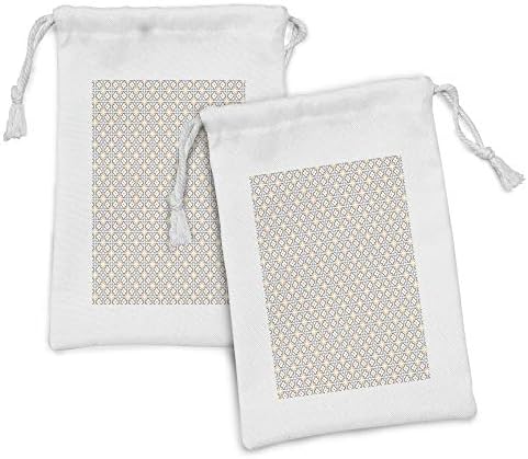 Комплект от 2 Чанти от геометрична тъкан Ambesonne, Диагонални Ивици Абстрактни форми Вътре в Повтарящи се Квадрати, Малка Чанта