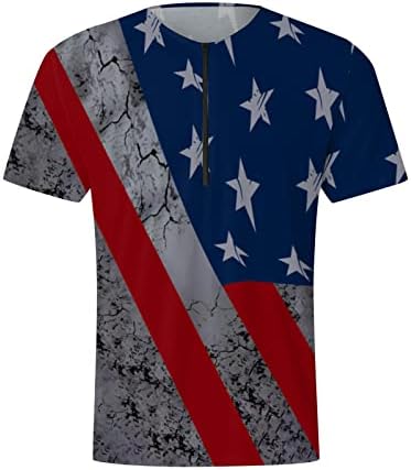 Bmisegm Летни Мъжки Спортни Ризи, Мъжки Годишният Флаг на Деня на Независимостта Дигитален 3D Печат Тениска с Цип Мъжки Тениски V