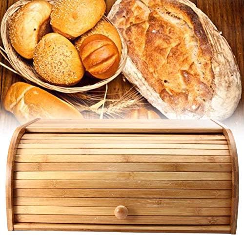 Anncus бамбук руло, дървена кутия за хляб с панти капак, прахоустойчив, кутия за съхранение, кухненски кутия за съхранение на продукти,