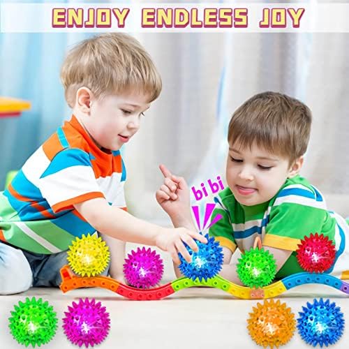 Надуваем Нажежен топка за деца - led Мигащи Остри Сетивни топки за облекчаване на стреса за деца 1-3 2,55 инча, Сензорни играчки-Неспокойни,