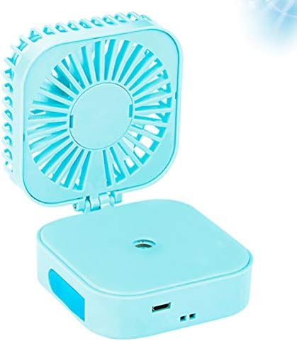 PRETYZOOM USB Спрей-Овлажнител за Въздух Вентилатор Преносим Настолен Led Fan Годишният Охлаждащ Вентилатор За Домашния Офис, Училище Фен На шията Окачен Вентилатор (синя),