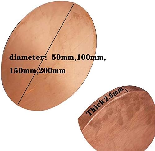 NIANXINN Чист Мед Дисков лист Кръг кръг от Полагане на Плоча Кръгла H62 Мед Металообработващо суровини с ЦПУ Дебелина 2,5 мм и