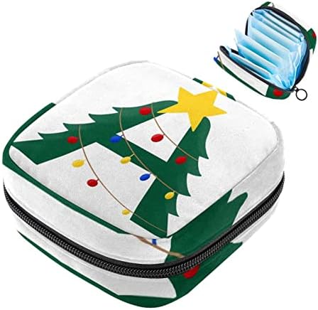 ORYUEKAN Чанта За съхранение на Хигиенни Кърпички, Преносим Чанта за жени и Момичета, Чанта за Купата на Менструална, Коледен Карикатура със Зелено Дърво