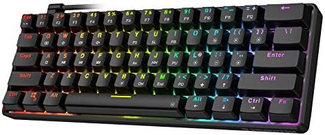 Детска ръчна клавиатура Punkston TH61 60%, жичен Ультракомпактная мини-Механична клавиатура с RGB подсветка, програмируеми бутони с Черен