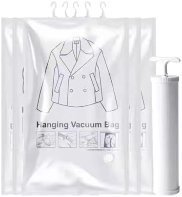 5 БР. Вакуумни торби За съхранение, Окачени Вакуумни торби За съхранение, Вакуумни торби за спестяване на пространство, Големи Вакуумни