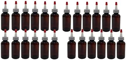 Natural Farms 6 опаковки – 2 унции - Кехлибар Бостонские Пластмасови бутилки – Natural Yorker с червени връхчета - за Етерични масла, Парфюми, Почистващи препарати