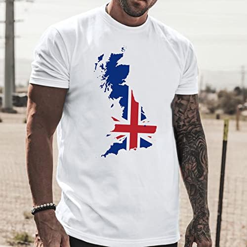 Летни Ризи за Мъже, Мъжки Ежедневни Тениска с Принтом Хартата на Англия, Блуза С Кръгло Деколте, Блузи с Къс Ръкав, Мъжки Средни