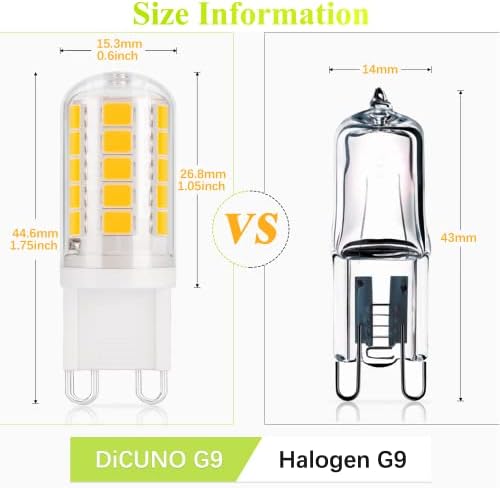 Led лампа DiCUNO G9 40 Вата, което е равно на 4 W, естествен Бял 4000 До Крушката за полилеи T4 400ЛМ, Без регулиране на яркостта, Двухконтактная