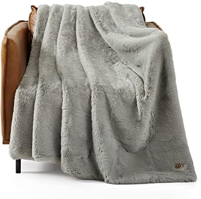 UGG 16802 Euphoria Плюшено Одеяло от изкуствена Кожа, Обратим Каре за Луксозни дивана или на леглото в Хотелската стил,