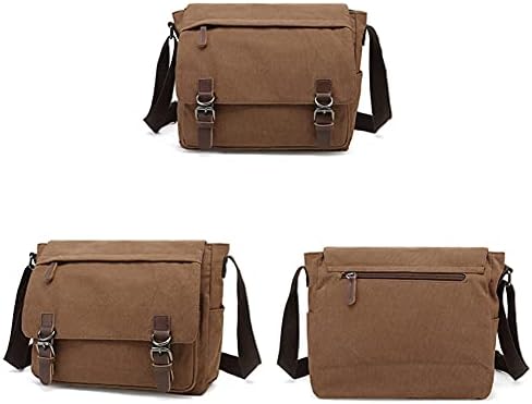 Sechunk Холщовая Кожена чанта-месинджър чанта през рамо, чантата през рамо, 15-инчовата чанта за лаптоп
