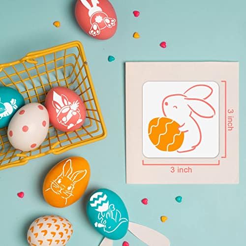 24шт 3x3-Цолови Малки Великденски Шаблони за рисуване върху дърво, Включват Шаблони за Моркови/Яйца/Пъпки/Заек за бижута