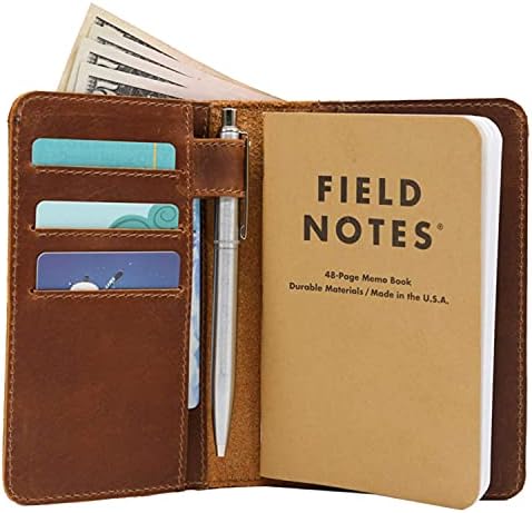 Кожен калъф – портфейл за полеви бележки за бележник формат memo - pocket, е подходящ за бележник 3,5 x 5,5 инча отделен джоб за пари, естествена кожа с високо качество, с мно?