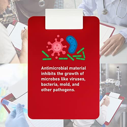 На клипборда на противомикробных лекарства Saunders Red Letter Size с низкопрофильным скоба - идеален за болници, клиники,