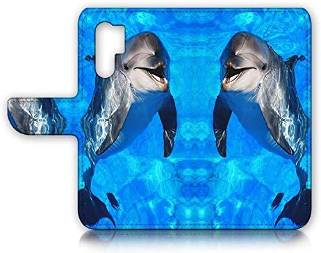 за Samsung Note 10 +, Galaxy Note 10 Plus, дизайнерски калъф-портфейл с панти капак за телефон, A21798 Dolphin Blue Sea 21798