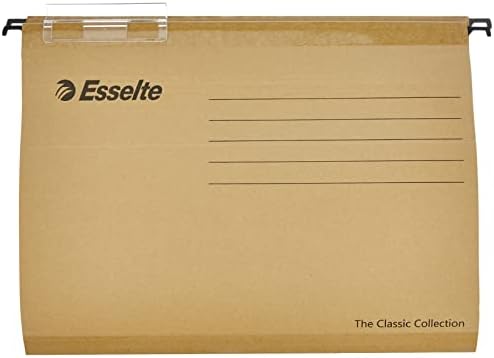 Esselte 93290 – Опаковка от 50 висящи файлове, подкрепено с прозрачна пластмасова козирка, формат А4, естествен цвят